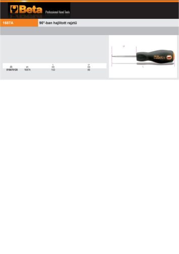 Beta 1687A 90°-ban hajlított rajztű
