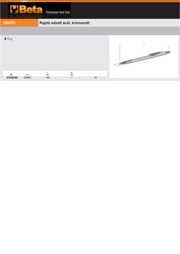 Beta 1688PC Rajztű edzett acél, krómozott