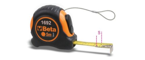 Beta 1692HS Mérőszalag, ütésálló bimateriál ABS-ház, acélszalag, pontossági osztály: II  5m