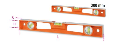 Beta 1696D Vízmérték présöntött alumíniumból fogantyúval 4 finoman megmunkált mérőfelület és 3 törésbiztos libella Pontosság: 1 mm/m 600mm