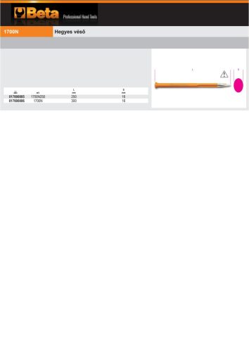 Beta 1700N Hegyes véső 300mm