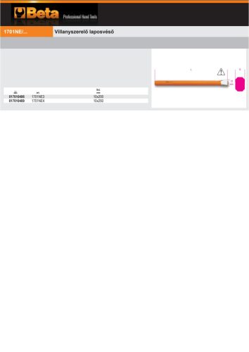 Beta 1701NE3 Villanyszerelő laposvéső 10x200mm