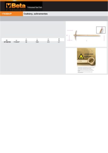 Beta 1703BA/P Csákány, szikramentes
