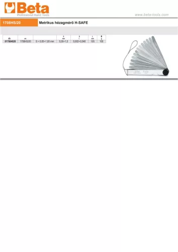Beta 1708HS Metrikus hézagmérő H-SAFE