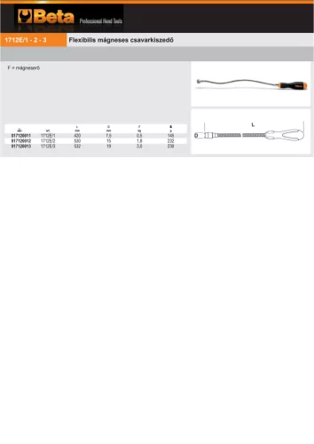 Beta 1712E/1 Flexibilis mágneses csavarkiszedő 7,5x420mm