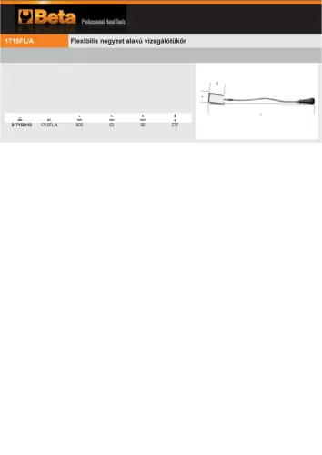 Beta 1715FL/A Flexibilis négyzet alakú vizsgálótükör