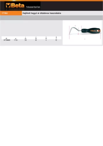Beta 1716U Hajlított hegyű ár általános használatra