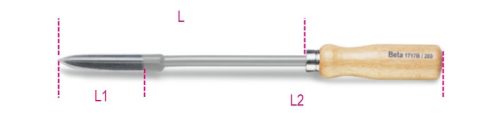 Beta 1717B Háromélű hántoló, lakkozott, fanyéllel 150mm