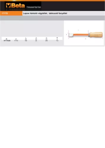 Beta 1717D 150 Lapos hántoló vágóéllel, lakkozott fanyéllel