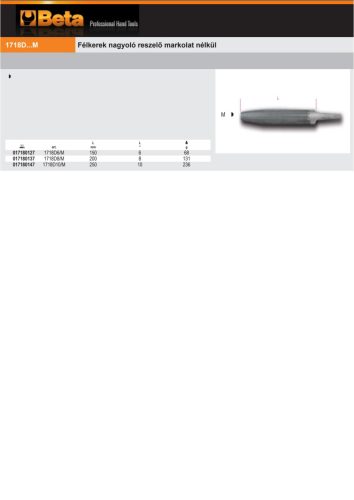 Beta 1718D6/M Félkerek nagyoló reszelő markolat nélkül 150mm