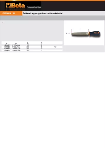 Beta 1719BMA10/M Félkerek egyengető reszelő markolattal 250mm