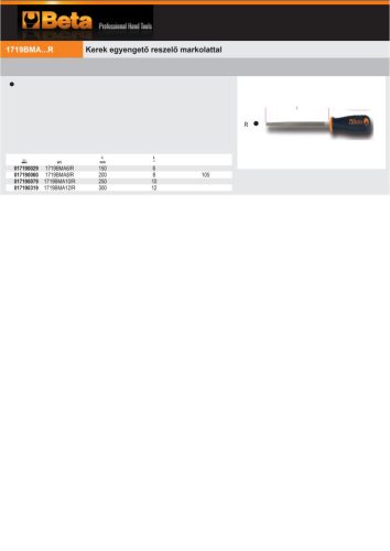 Beta 1719BMA6/R Kerek egyengető reszelő markolattal 150mm
