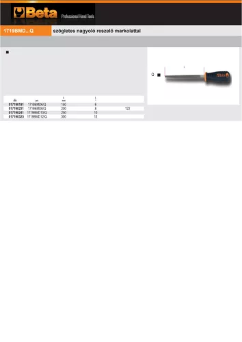 Beta 1719BMD6/Q szögletes nagyoló reszelő markolattal 150mm