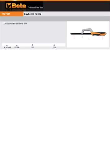 Beta 1727BM Egykezes fűrész 300mm