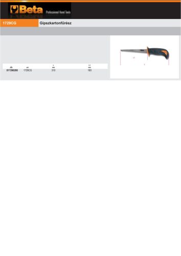 Beta 1729CG Gipszkartonfűrész 160mm