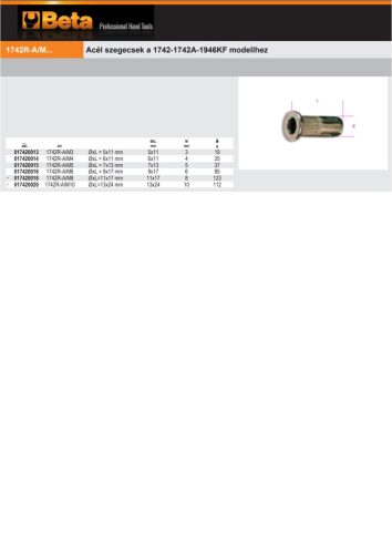 Beta 1742R-A M12 Acél szegecsek a 1742-1742A-1946KF modellhez M12mm