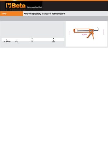 Beta 1749 Kinyomópisztoly lakkozott fémlemezből