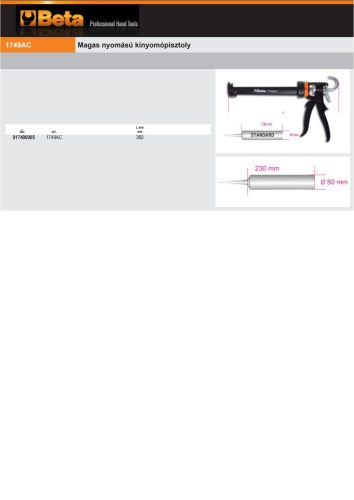 Beta 1749AC Magas nyomású kinyomópisztoly