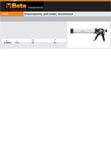 Beta 1749A Kinyomópisztoly, profi modell, alumíniumcső