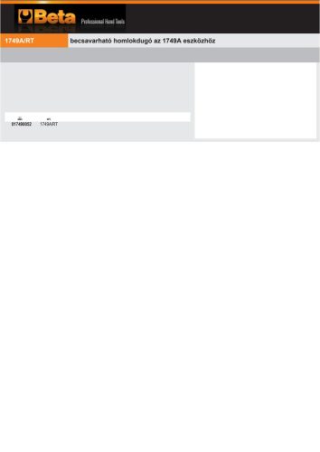 Beta 1749A/RT becsavarható homlokdugó az 1749A eszközhöz