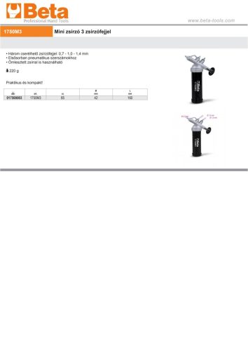 Beta 1750M3 Mini zsírzó 3 zsírzófejjel