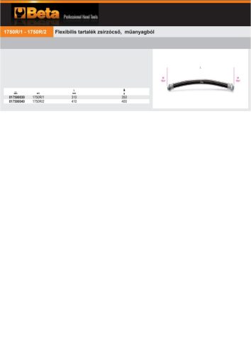 Beta 1750R/1 Flexibilis tartalék zsírzócső, műanyagból 310mm