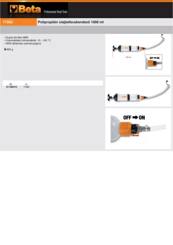 Beta 1756D Polipropilén olajbefecskendező 1500 ml