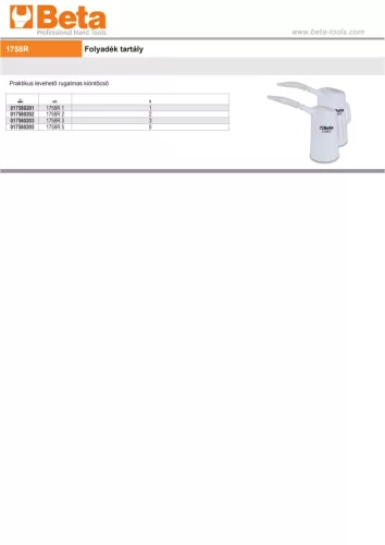 Beta 1758R Folyadék tartály 2l