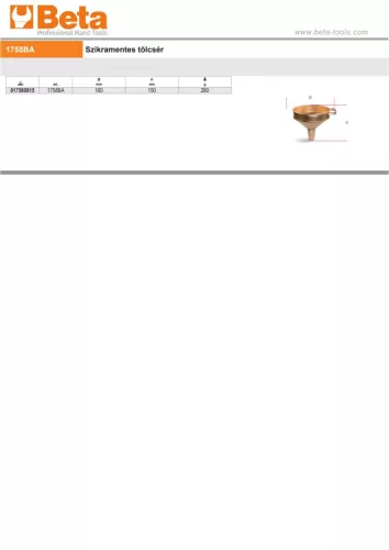 Beta 1758BA/150 Szikramentes tölcsér