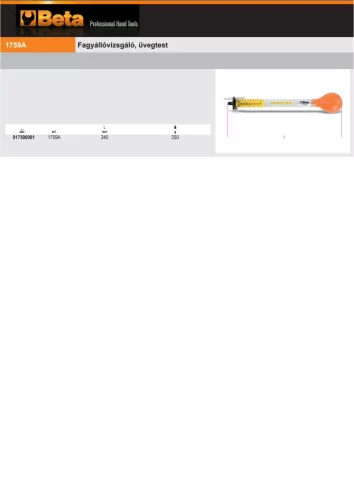 Beta 1759A Fagyállóvizsgáló, üvegtest