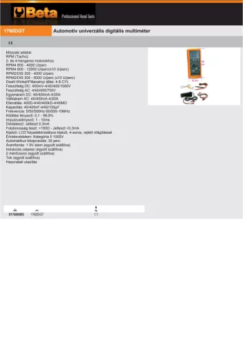 Beta 1760DGT Automotív univerzális digitális multiméter