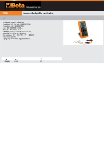 Beta 1760B Univerzális digitális multiméter