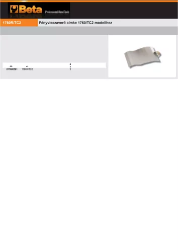 Beta 1760R/TC2 Fényvisszaverő címke 1760/TC2 modellhez