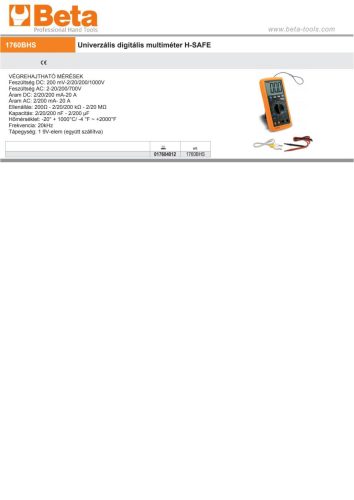 Beta 1760BHS Univerzális digitális multiméter H-SAFE