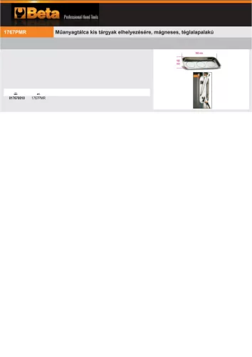 Beta 1767PMR Műanyagtálca kis tárgyak elhelyezésére, mágneses, téglalap alakú