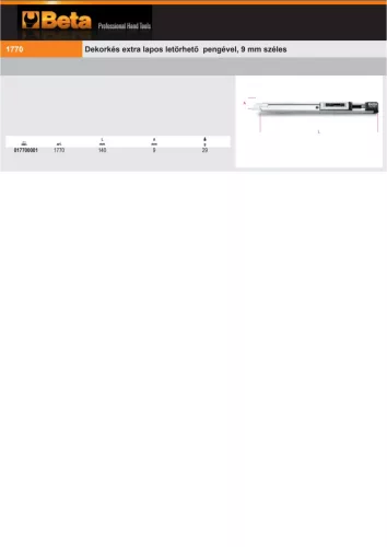 Beta 1770 Dekorkés extra lapos letörhető pengével, 9 mm széles
