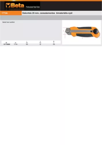 Beta 1773A Dekorkés, csúszásmentes bimateriális-nyél, 25 mm széles
