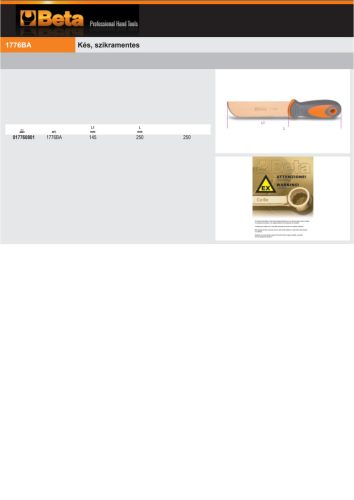 Beta 1776BA Kés, szikramentes