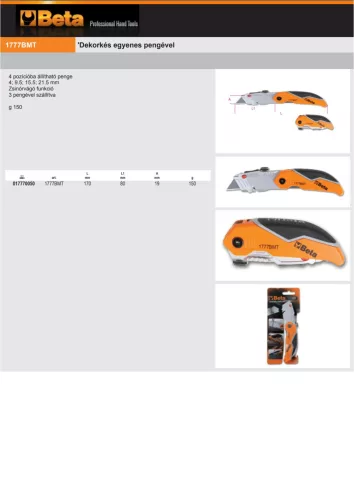 Beta 1777BMT Dekorkés egyenes pengével