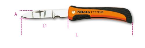 Beta 1777BM Behajtható pengéjű kábelblankoló kés, penge nemesacélból, a kábelek csupaszításához