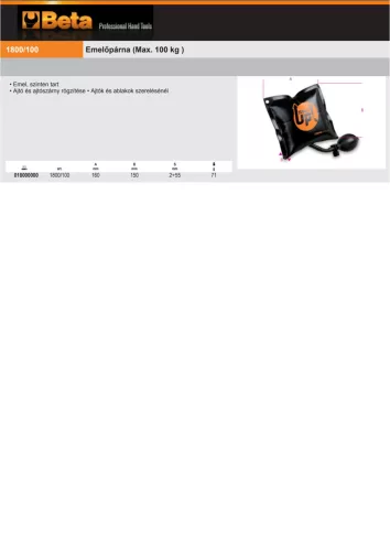 Beta 1800/100 Emelőpárna (Max. 100 kg )