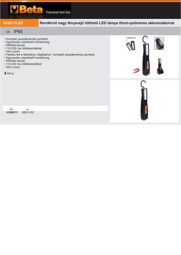 Beta 1838/11LED Rendkívül nagy fényerejű tölthető LED lámpa lítium-polimeres akkumulátorral
