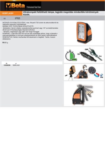 Beta 1838FLASH Ultrakompakt feltölthető lámpa, legjobb megoldás mindenféle körülmények között.