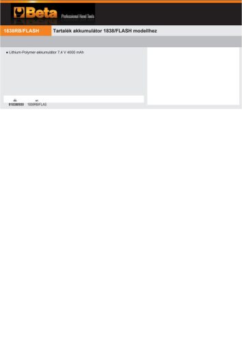 Beta 1838RB/FLASH Tartalék akkumulátor a Beta 1838/FLASH modellhez