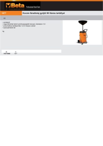 Beta 1877 Kocsis fáradtolaj gyűjtő 90 literes tartállyal