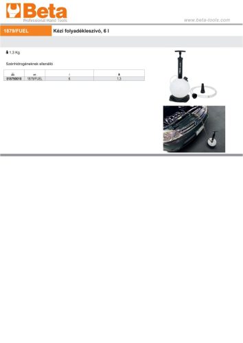 Beta 1879/FUEL Kézi folyadékleszívó, 6 l