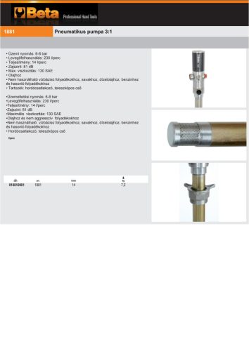 Beta 1881 Pneumatikus pumpa 3:1