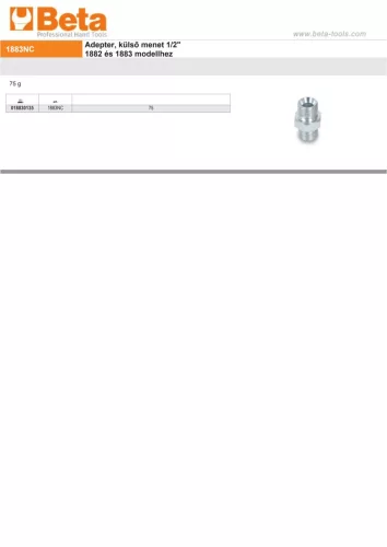 Beta 1883NC Adepter, külső menet ½" 1882 és 1883 modellhez