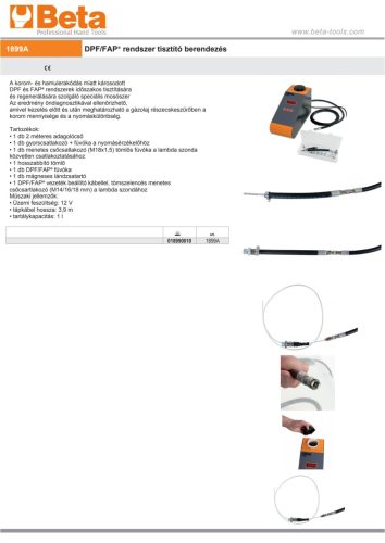 Beta 1899A DPF/FAP® rendszer tisztító berendezés