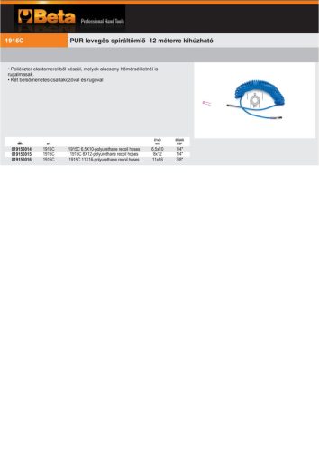 Beta 1915C 8X12 PUR levegős spiráltömlő 12 méterre kihúzható 8x12mm
